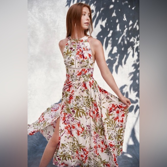 Anthropologie Abel The Label Orchid Maxi Dress Tie Back White Floral S - Picture 7 of 8